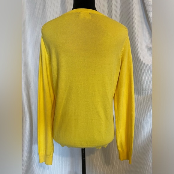 Tommy Hilfiger Pima Cotton Blend yellow v-neck long sleeve sweater size large - Picture 3 of 6
